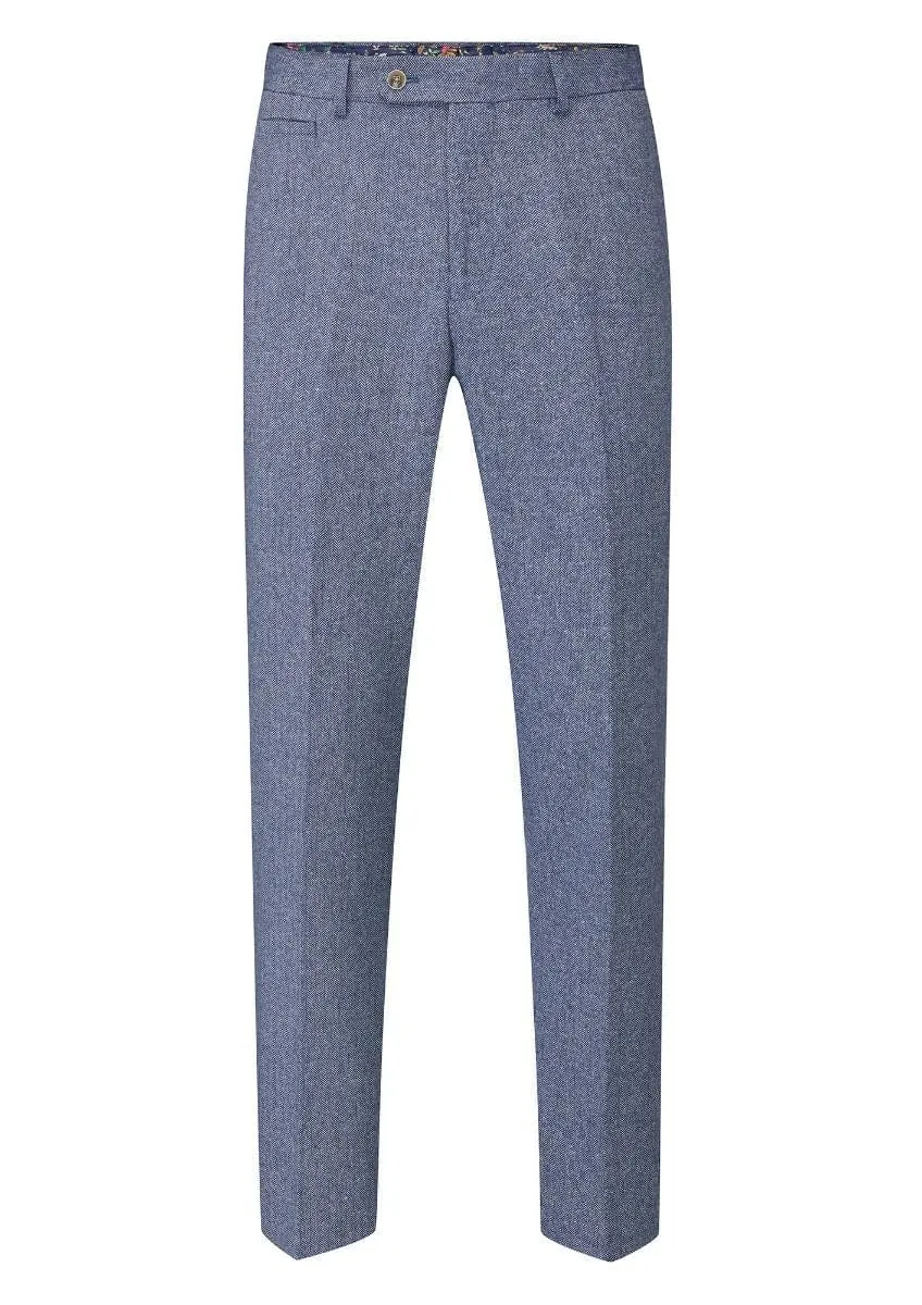 Skopes Jude Blue Herringbone Tapered Trousers