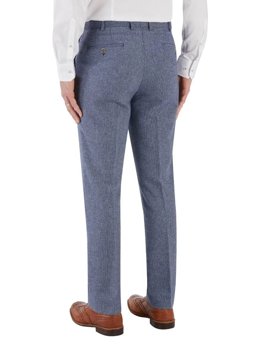 Skopes Jude Blue Herringbone Tapered Trousers