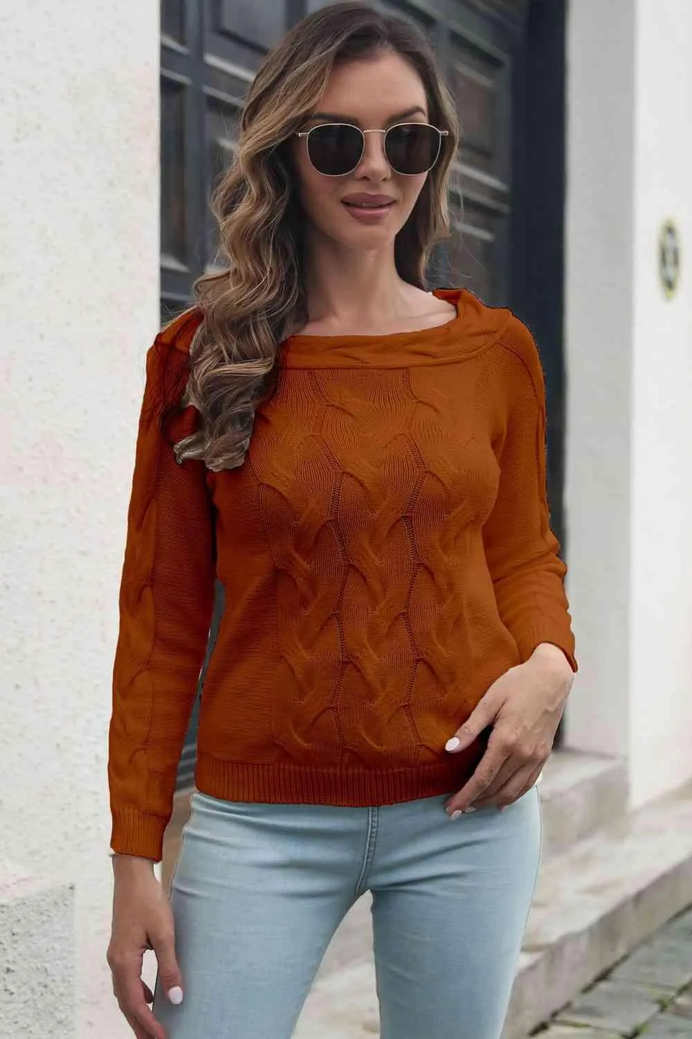 Snuggly Chic Boat Neck Knit Sweater