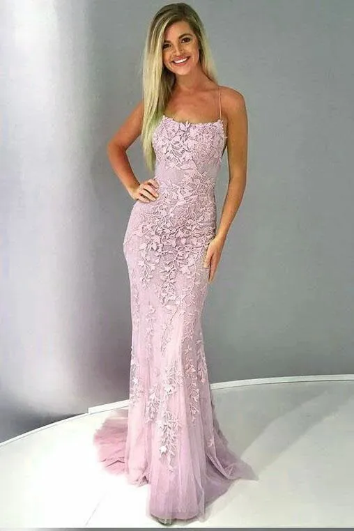 Spaghetti Strap Light Sky Blue Mermaid Prom Dresses Backless Formal Dress KPP0321