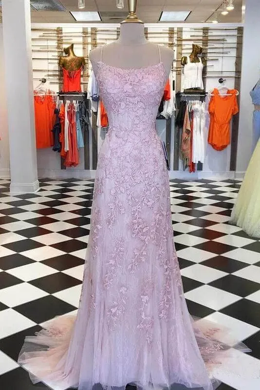 Spaghetti Strap Light Sky Blue Mermaid Prom Dresses Backless Formal Dress KPP0321
