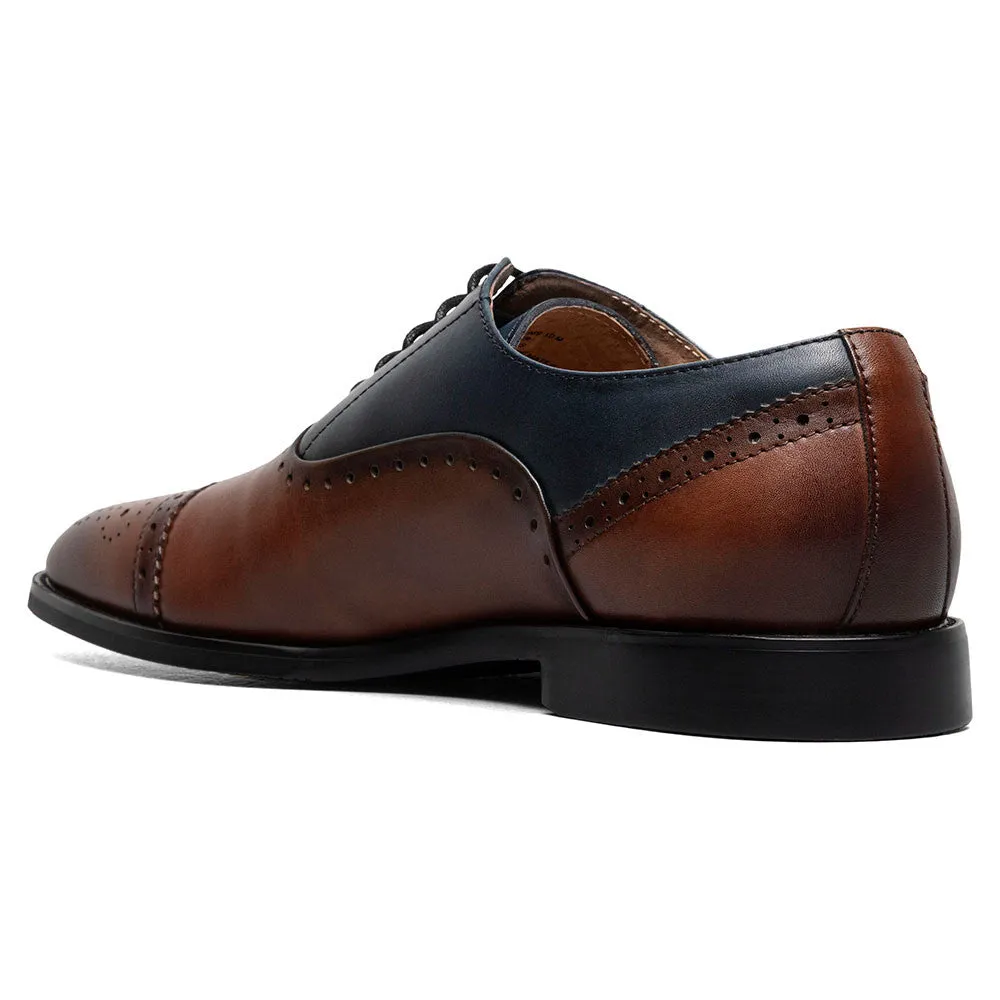 Stacy Adams Reynolds Brown and Navy Cap Toe Oxford Shoes