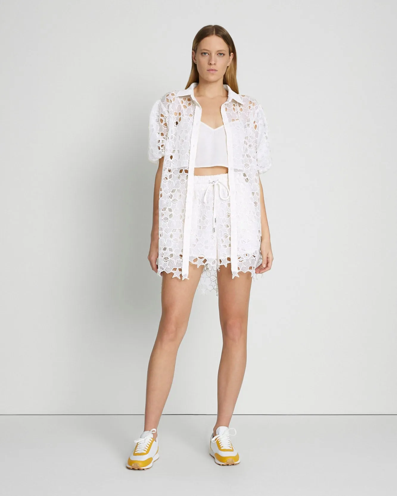Star Lace Drawstring Short in Antique White