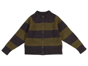 Stripe Cardigan Charcoal & Pine Shadow