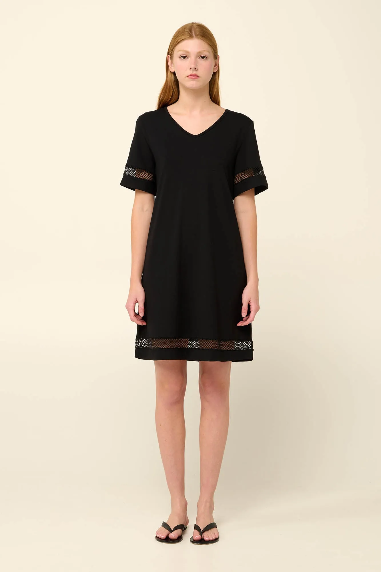 Summer Dress with V-neck and Net detail By Vamp - S-4XL