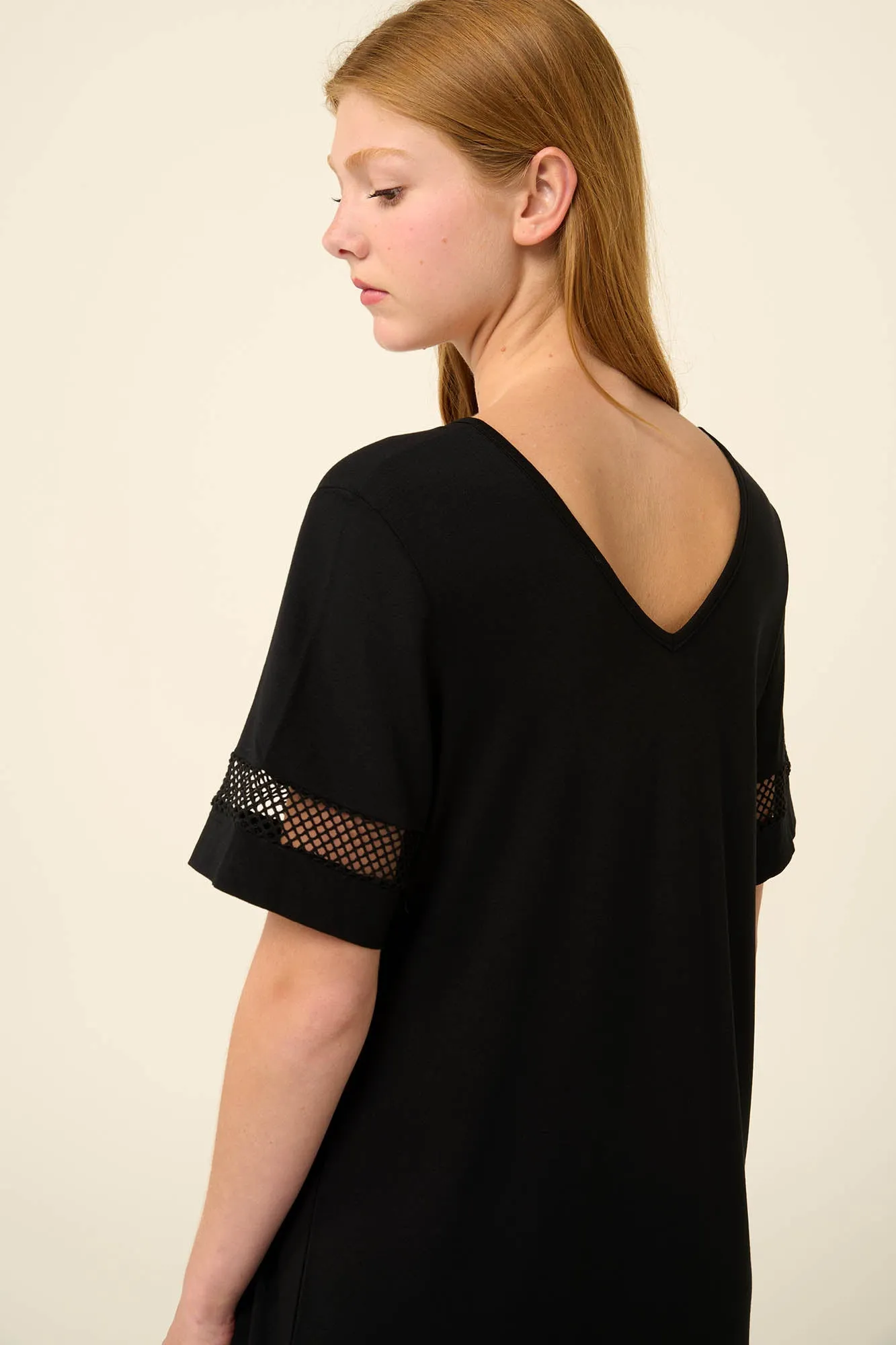 Summer Dress with V-neck and Net detail By Vamp - S-4XL