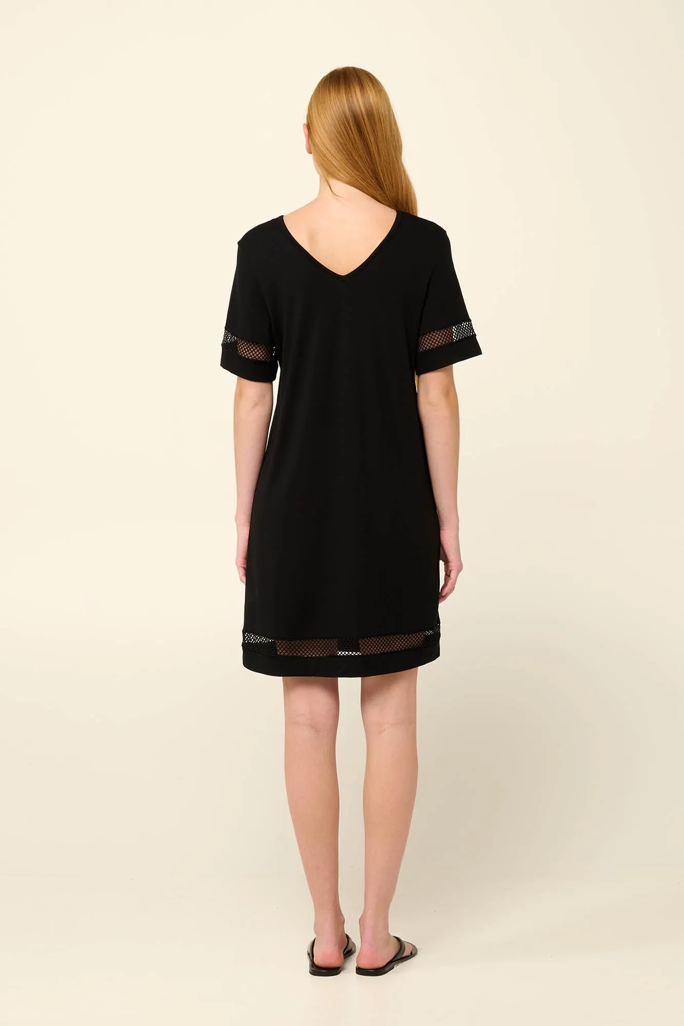 Summer Dress with V-neck and Net detail By Vamp - S-4XL