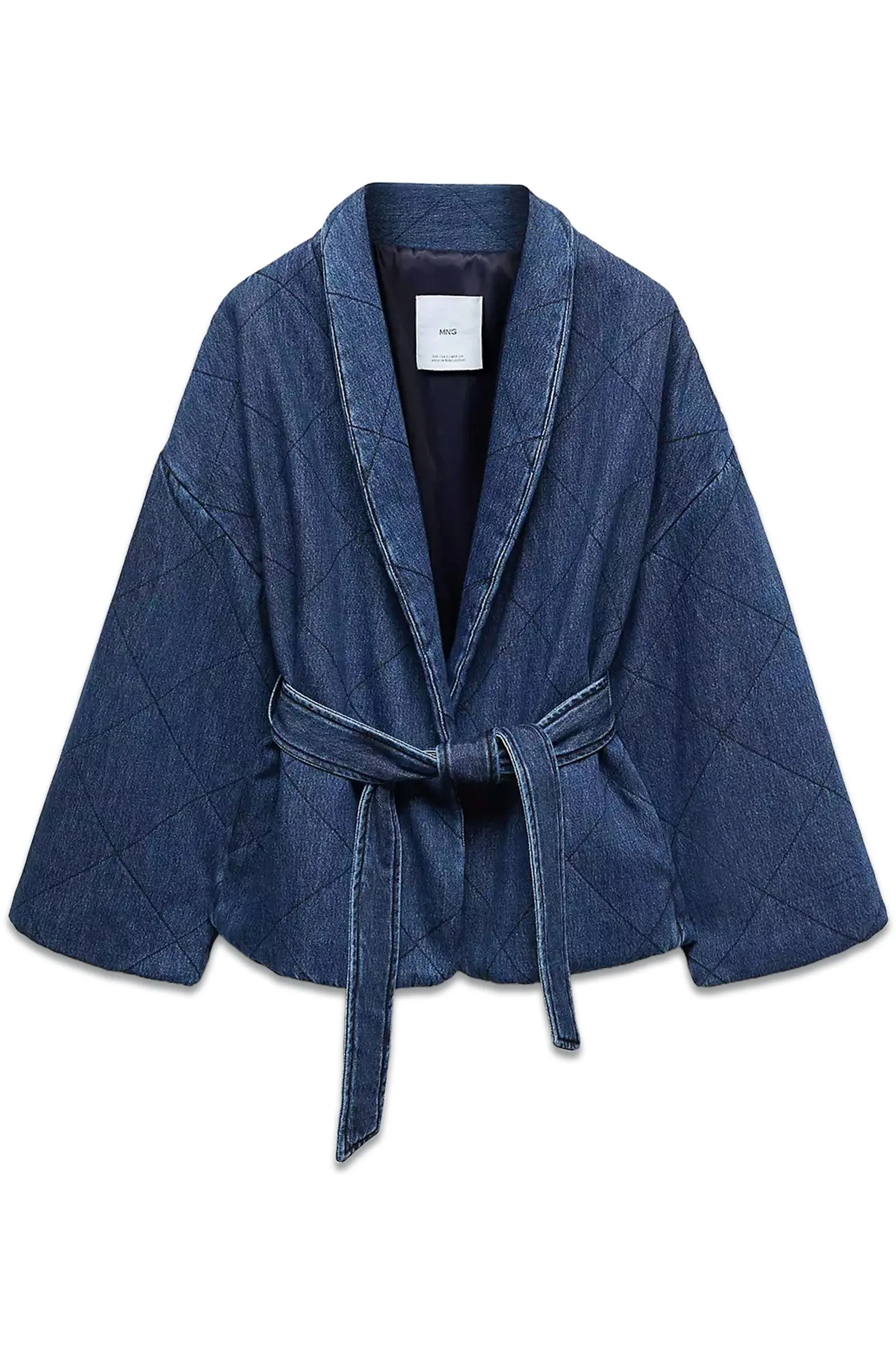 Tie Waist Denim Jacket In Blue