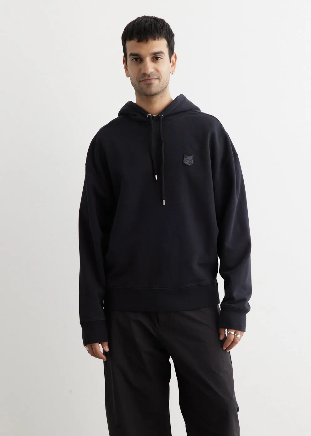 Tonal Fox Head Patch Oversized Hoodie