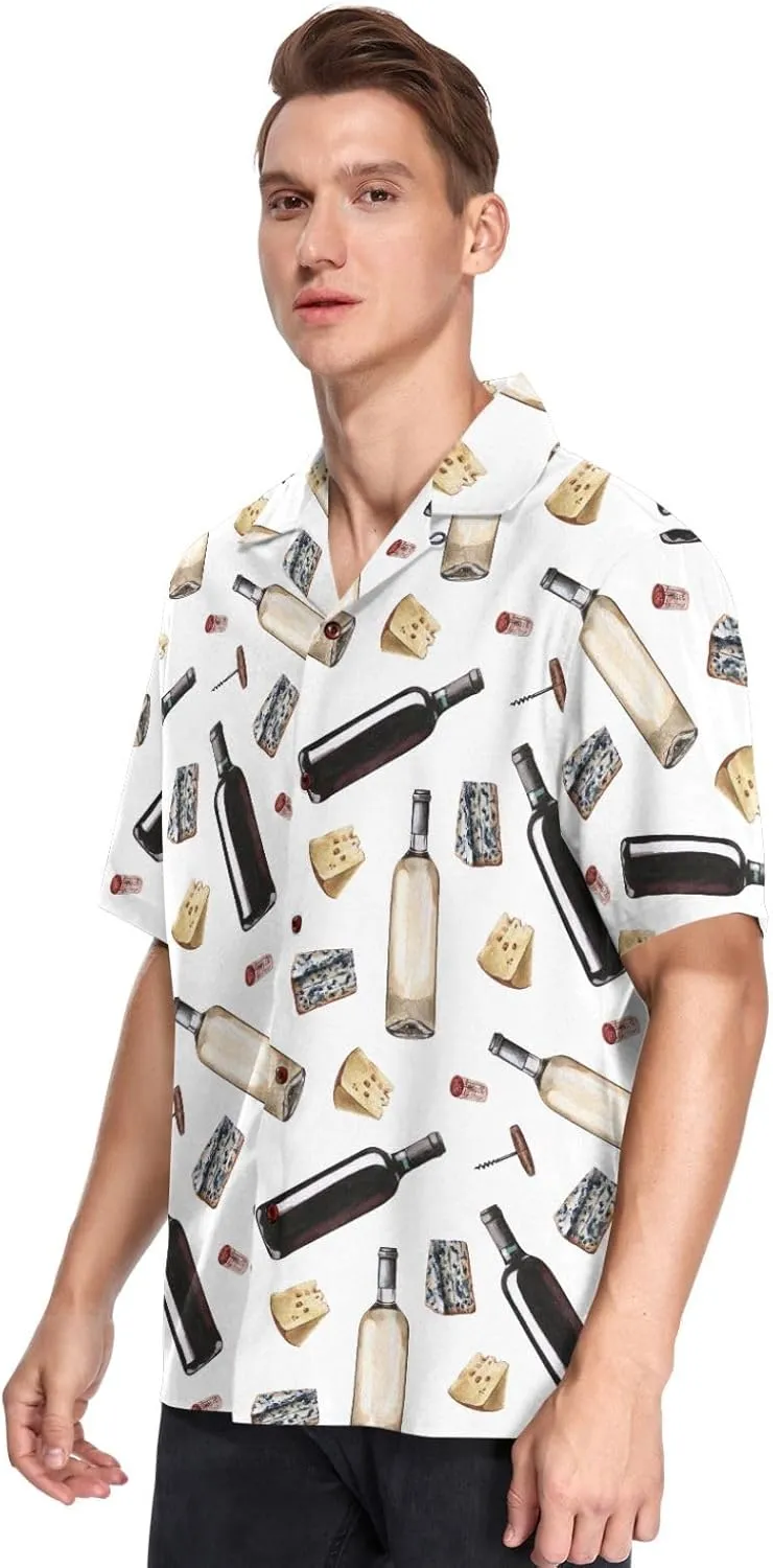 vvfelixl Popcorn and Movie Ticket Striped Boxes Hawaiian Shirt for Men,Men's Casual Button Down Shirts Short Sleeve for Men S