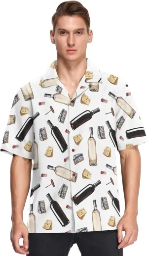 vvfelixl Popcorn and Movie Ticket Striped Boxes Hawaiian Shirt for Men,Men's Casual Button Down Shirts Short Sleeve for Men S