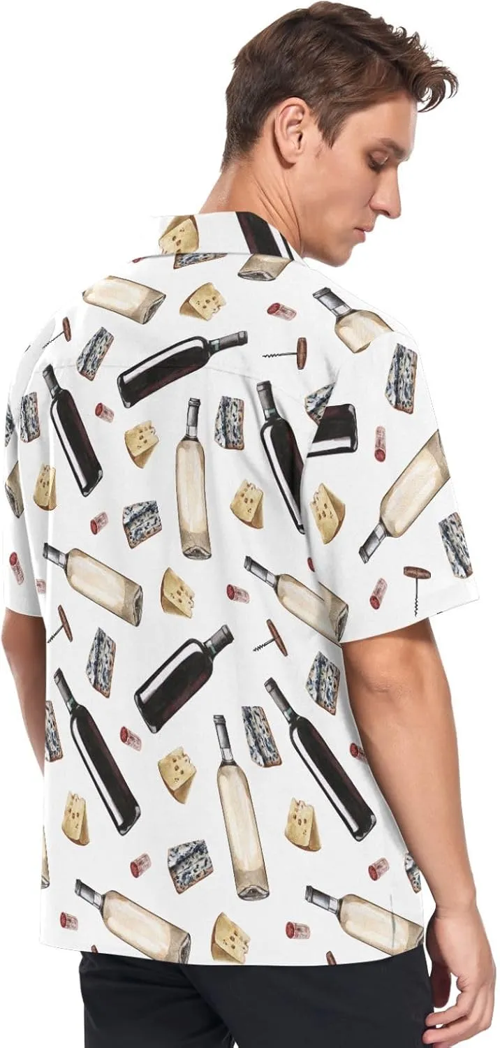 vvfelixl Popcorn and Movie Ticket Striped Boxes Hawaiian Shirt for Men,Men's Casual Button Down Shirts Short Sleeve for Men S