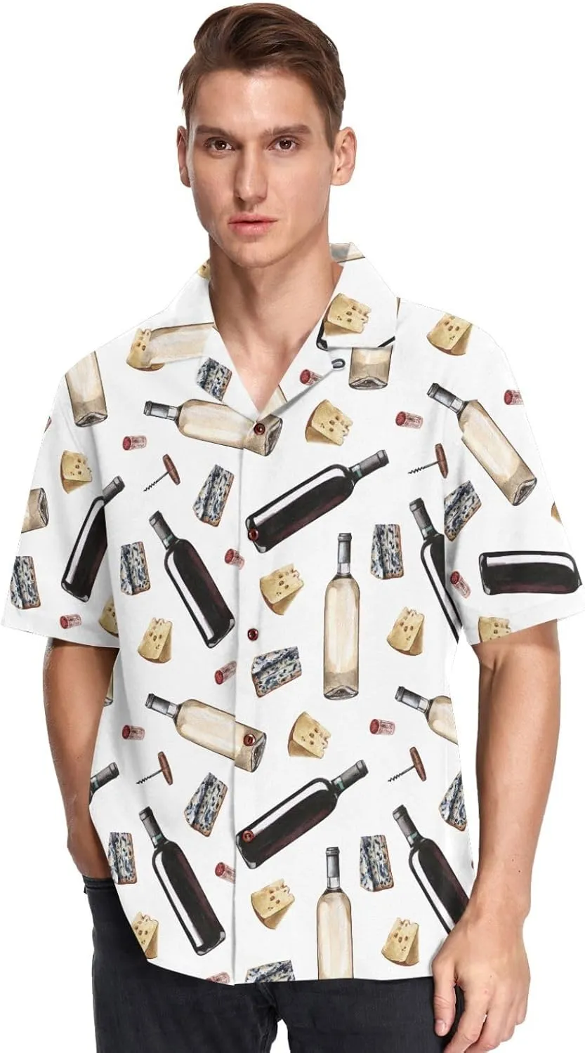 vvfelixl Popcorn and Movie Ticket Striped Boxes Hawaiian Shirt for Men,Men's Casual Button Down Shirts Short Sleeve for Men S