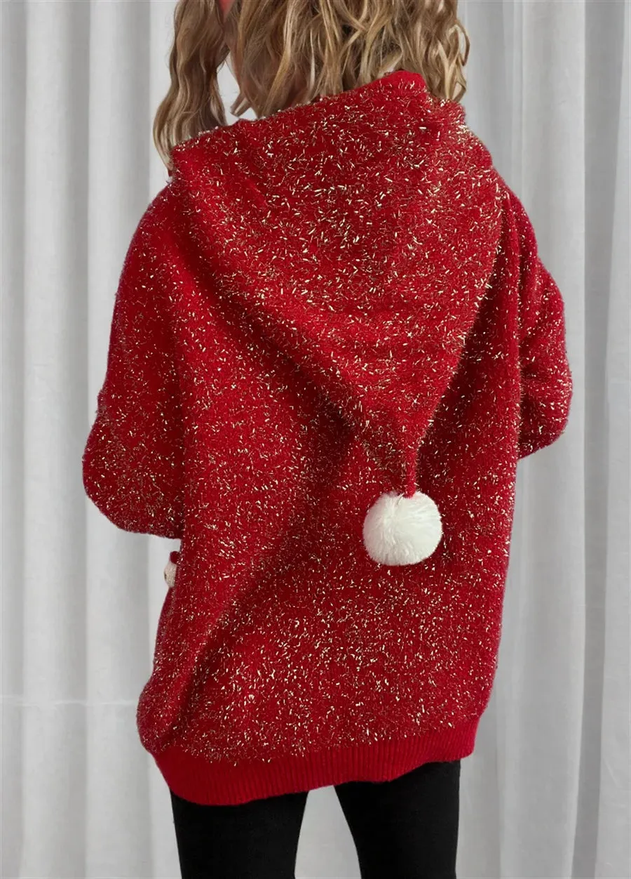 Wenkouban-Christmas Thanksgiving outfits_Korea Style Christmas Tree Hooded Loose Ugly Chic Casual Knitwear Christmas Sweater