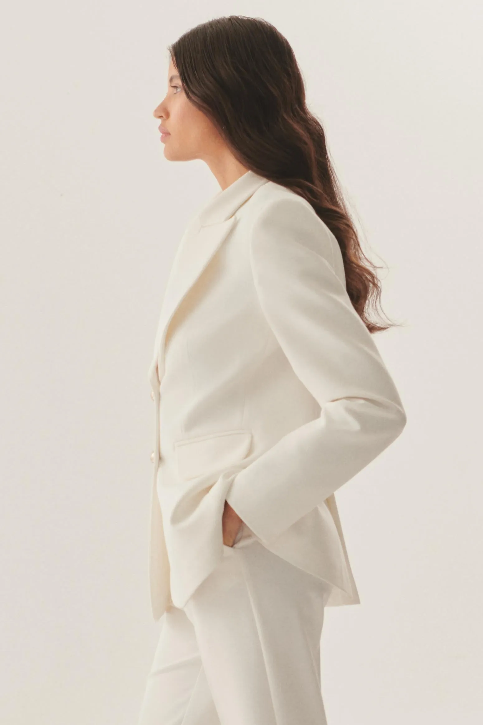 White Golden Button Tailored Blazer
