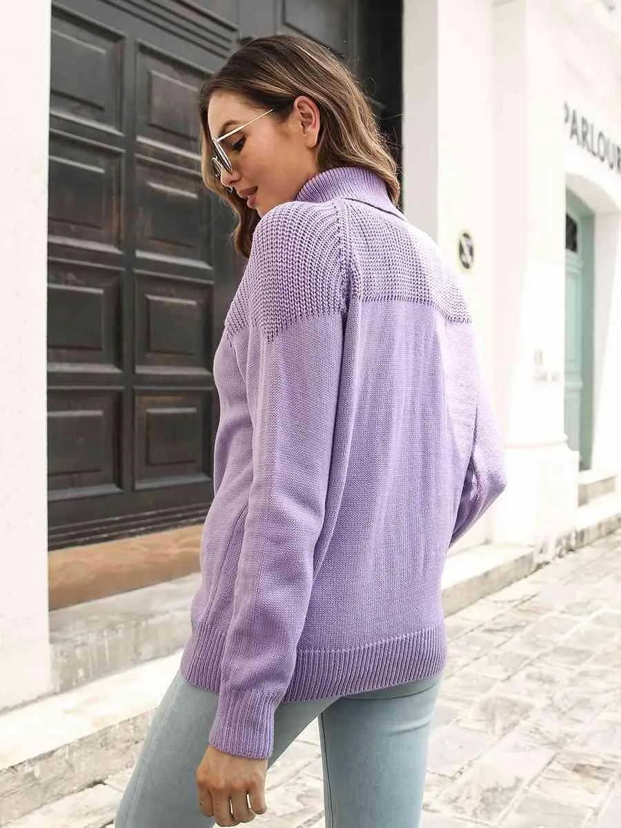 Winter Chic Raglan Sleeve Turtleneck Sweater