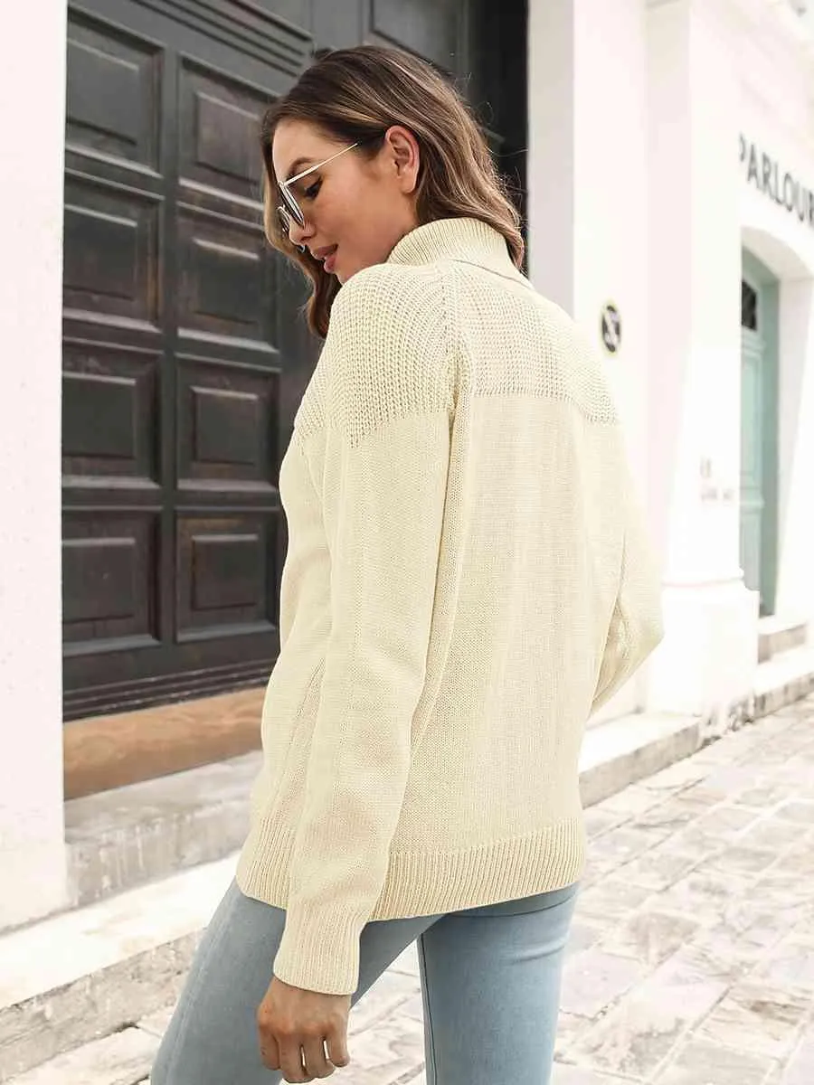 Winter Chic Raglan Sleeve Turtleneck Sweater