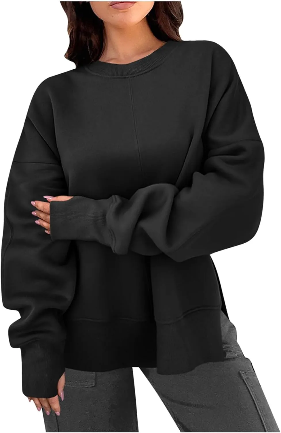 Womens Oversized Hoodies Fleece Thumb Hole Sweatshirts Long Sleeve Sweaters Pullover Fall Outfits with Pocket