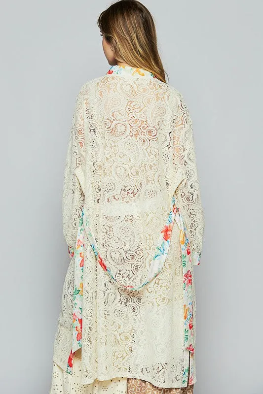Wrapped In Lace Natural Floral Cardigan