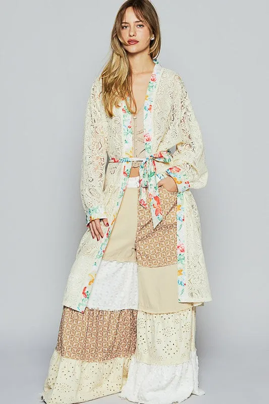 Wrapped In Lace Natural Floral Cardigan