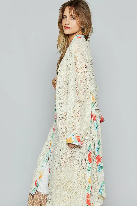 Wrapped In Lace Natural Floral Cardigan