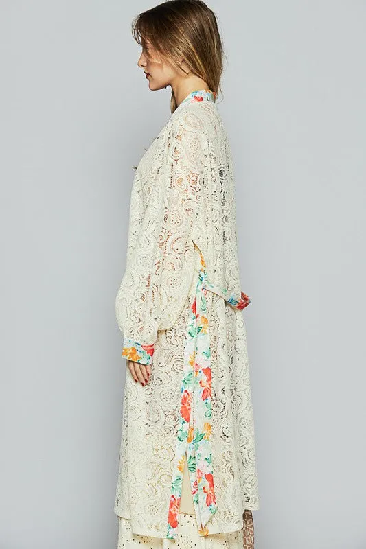 Wrapped In Lace Natural Floral Cardigan