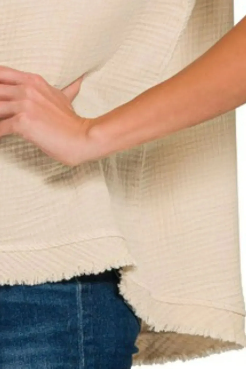 Zenana Double Gauze Raw Edge V-Neck Tank